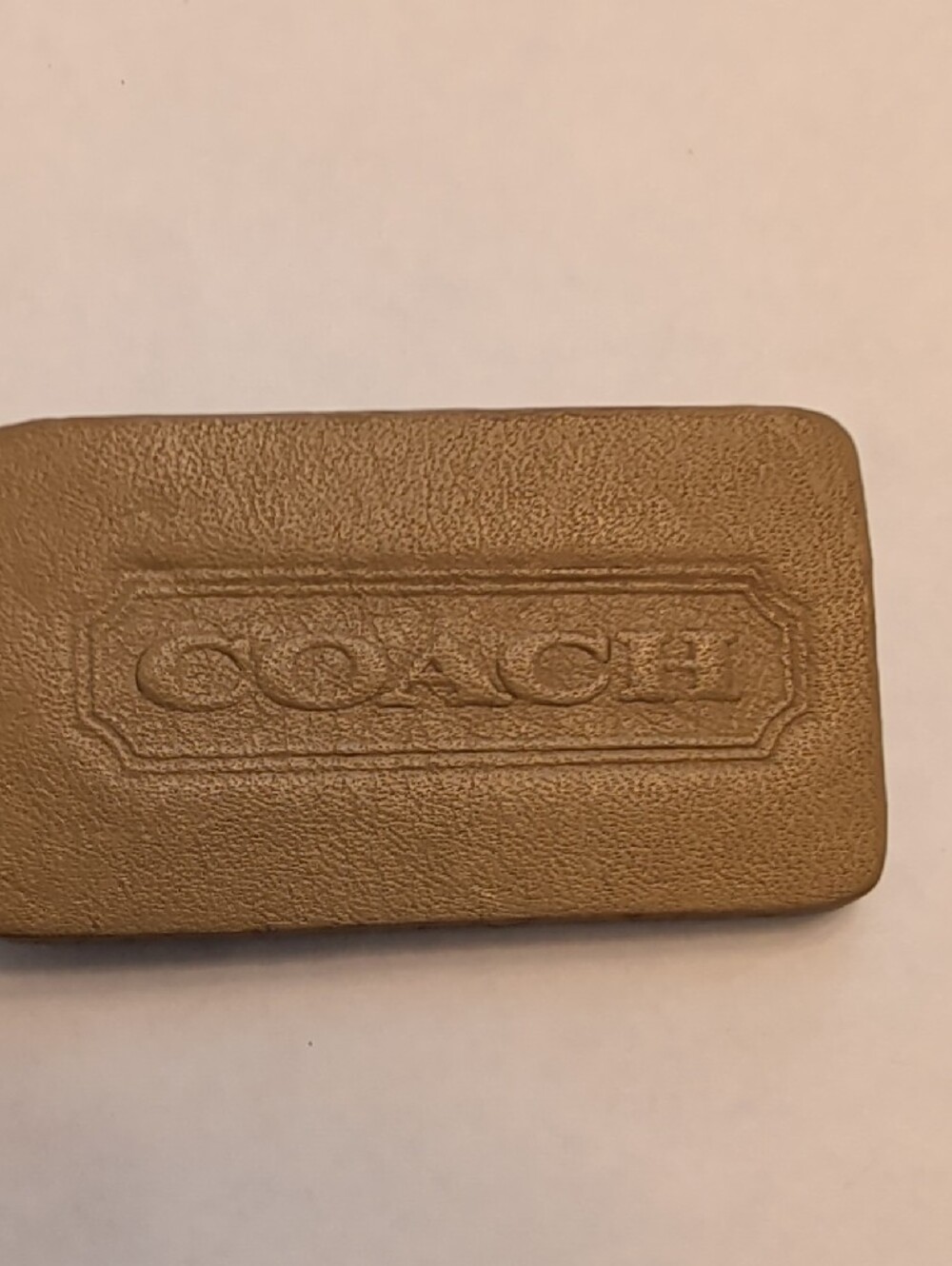 Coach Leather Hang Tag with Silver Ball Chain - Picture 2 of 6